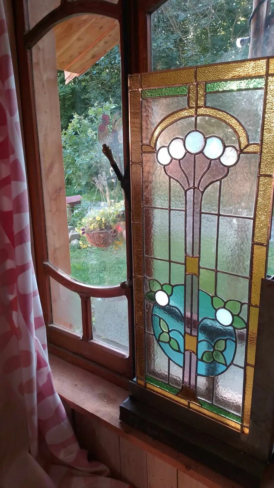 Restauration de trois vitraux de porte art nouveau pour un particulier